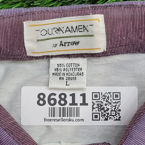 Vintage 90s Arrow MOD Polo Shirt M/L 21x28 Whtie Purple - Picture 6 of 12